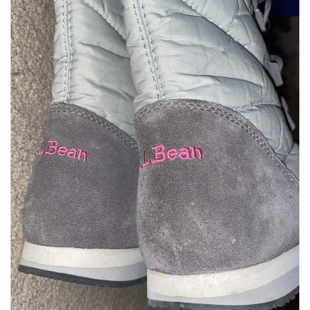 LL Bean Boots Carrabassett Fur Lace-Up Knee High Winter Snow Womens 6.5 Winter‎